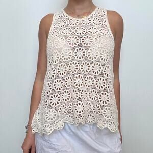 Pins And Needles Cream Crotchet Tank Top
